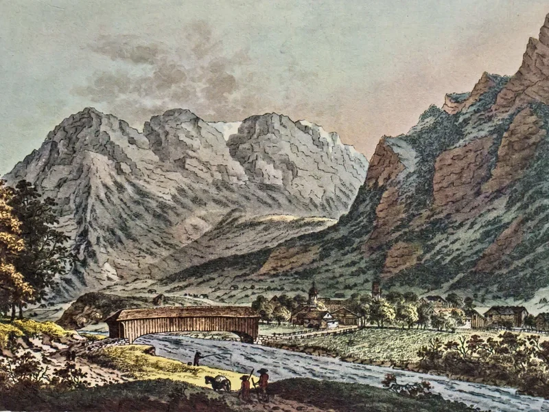 1612-Hans Heinrich Thomann - Ponte di legno sul Linth vicino a Netstal
